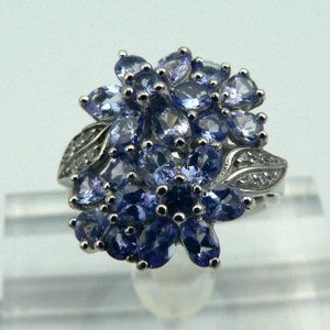 Sz 6 Genuine Tanzanite Floral Statement Ring